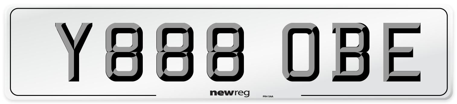 Y888 OBE Number Plate from New Reg